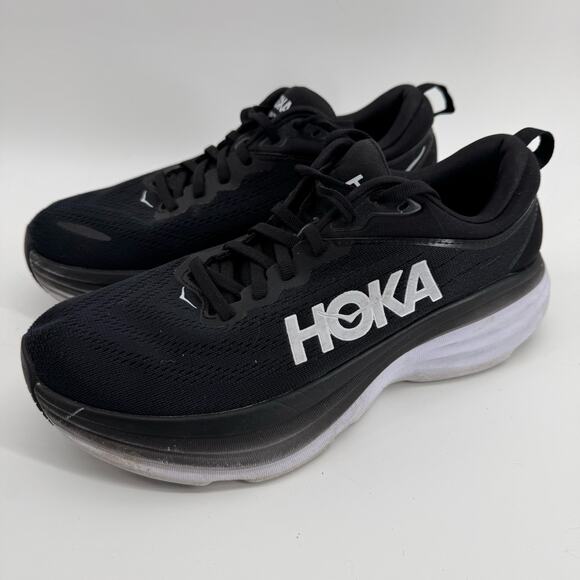 HOKA Bondi 8 Black White Women’s Running Shoes Size 9B Cushioned Sneakers - Picture 3 of 7
